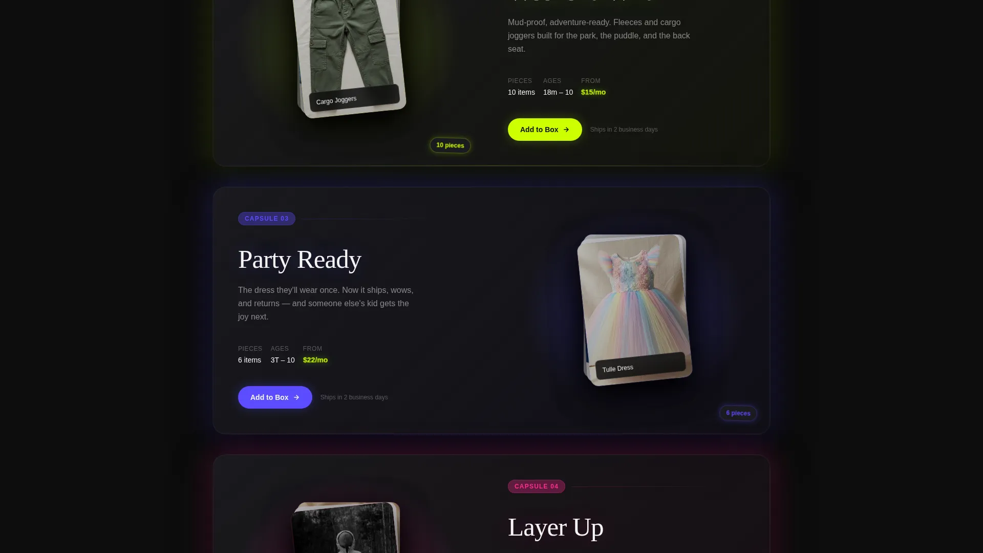 Kids Clothing Rental Landing Page Template