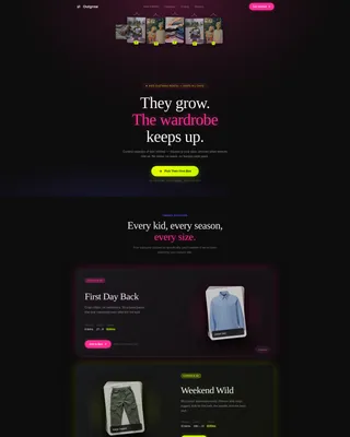 Kids Clothing Rental Landing Page Template