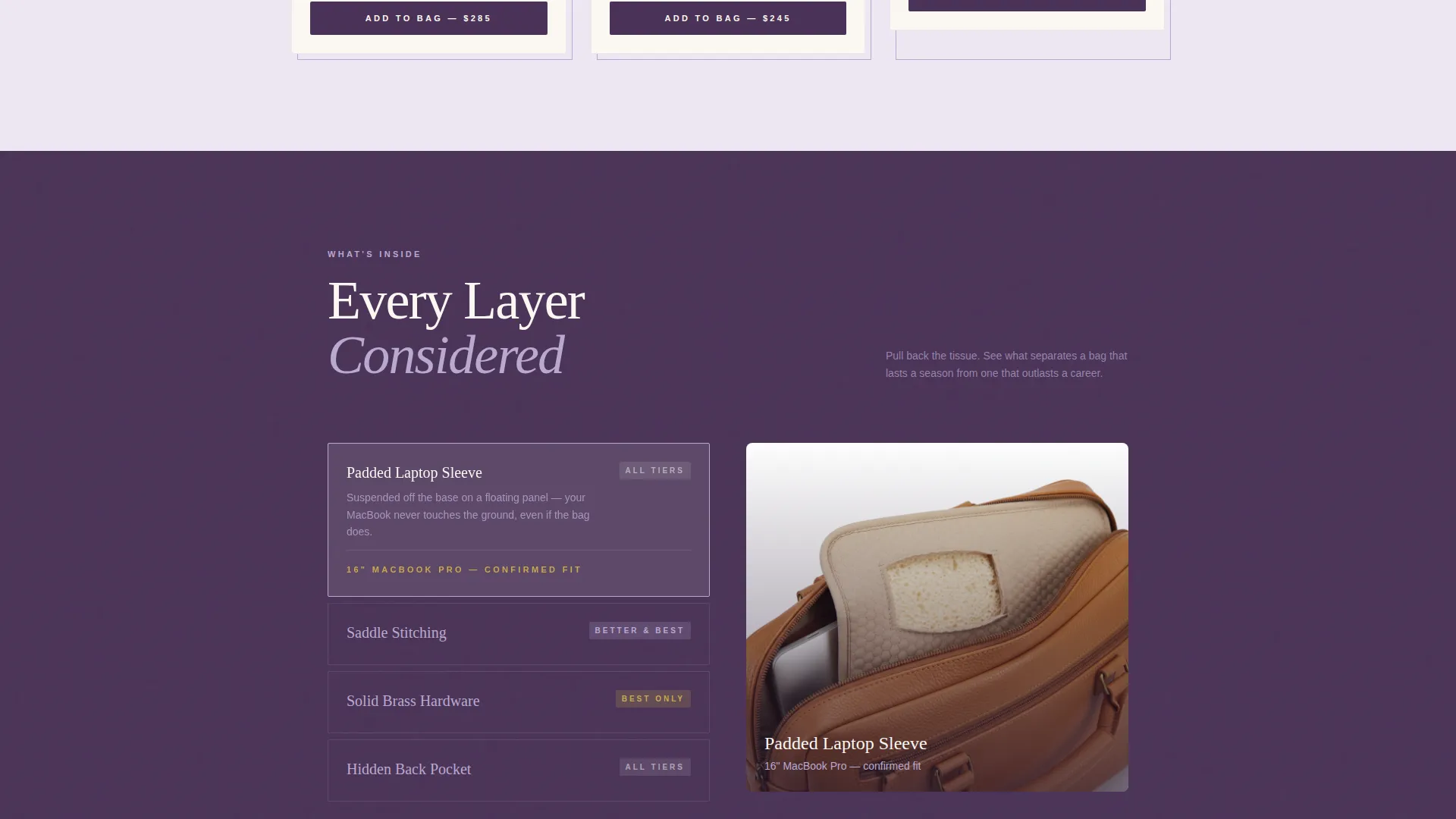 Specialist Bag & Luggage Brand Portfolio & Case Study Website Template