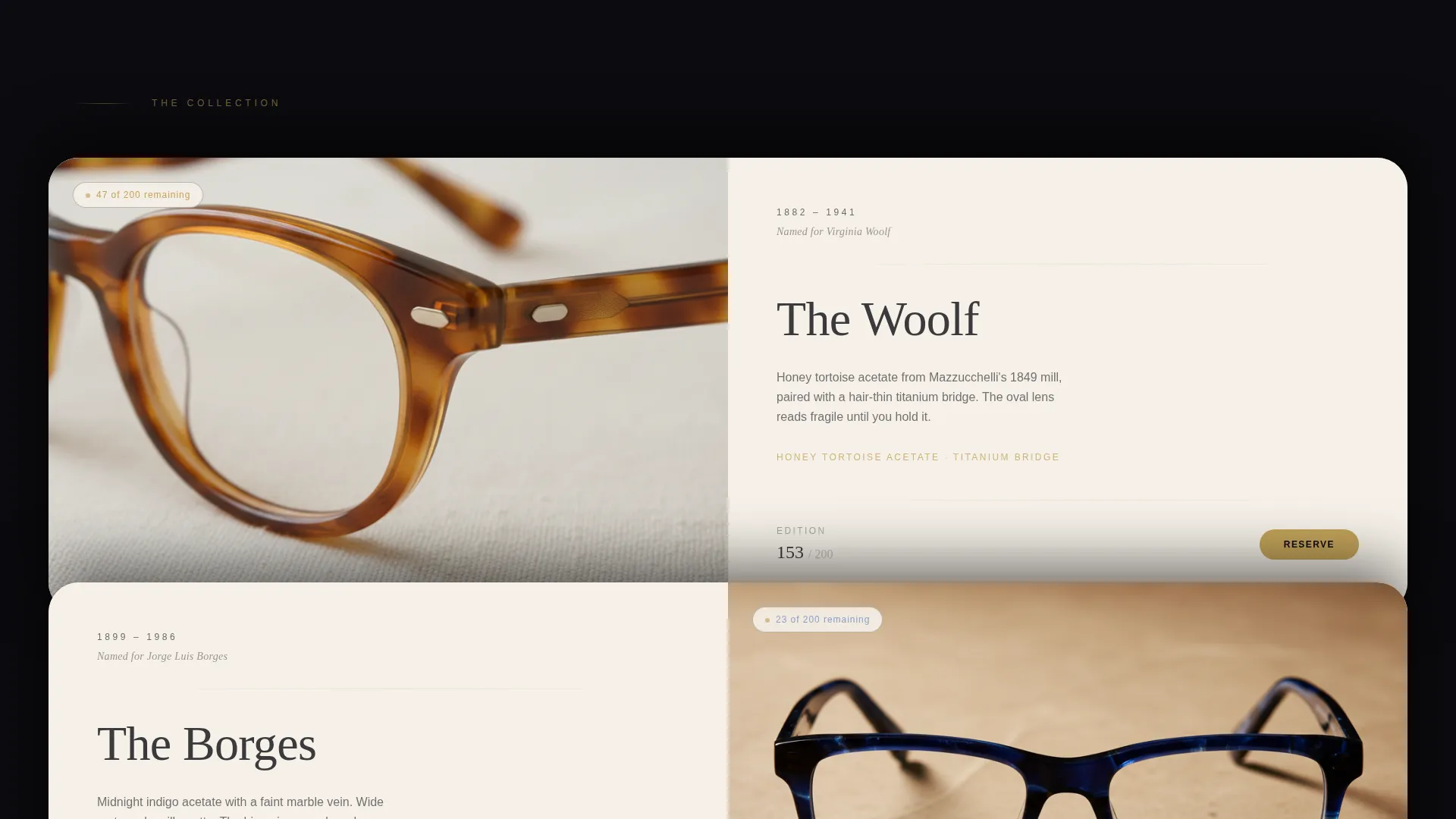 Luxe Minimal Eyewear Landing Page Template