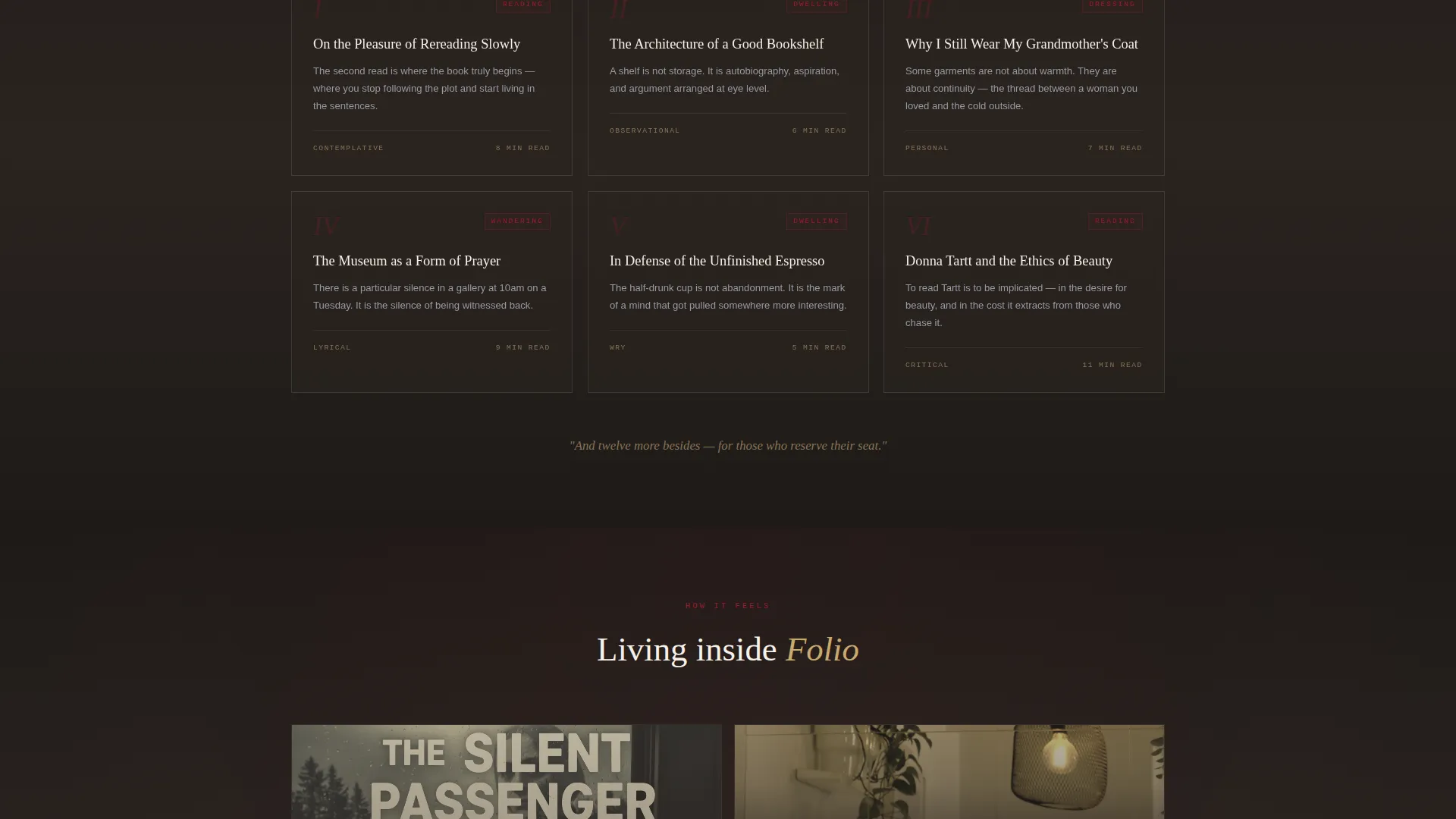 Light Academia Blog Landing Page Template