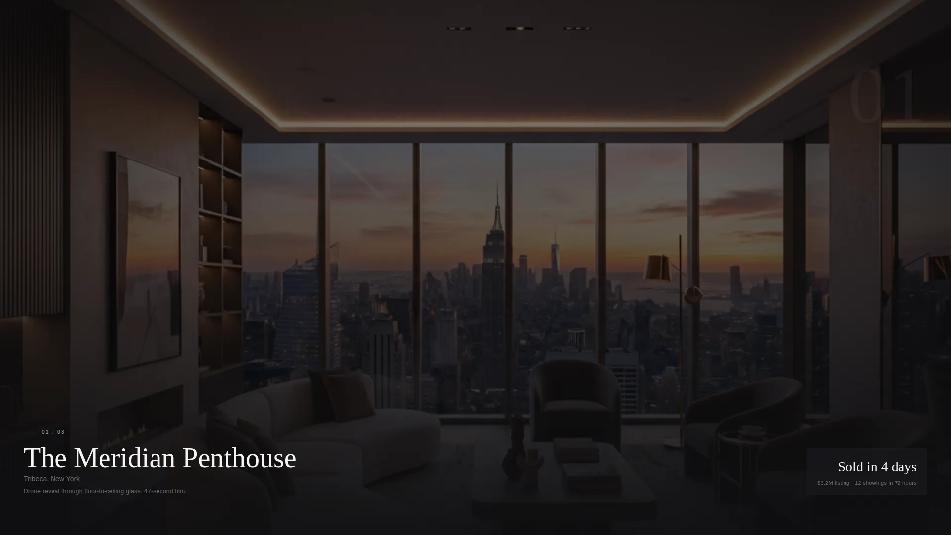 Cinematic Real Estate Video Agency Landing Page