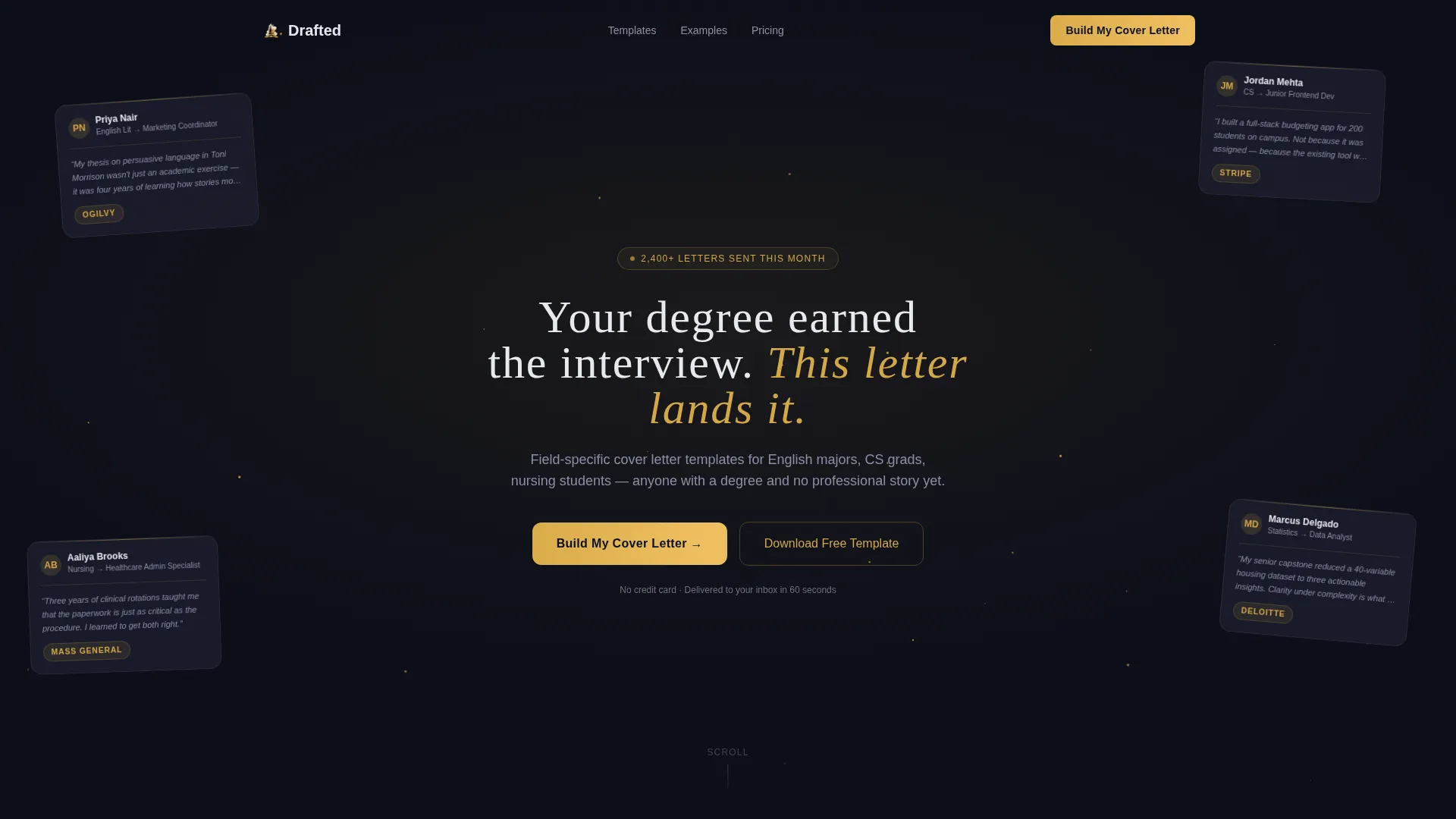 Recent Graduate Cover Letter Landing Page Template