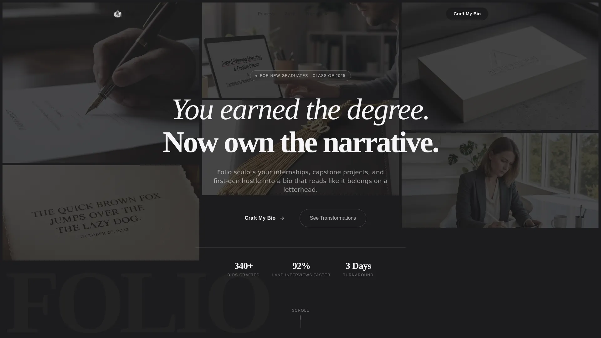 Recent Graduate Executive Bio Landing Page Template
