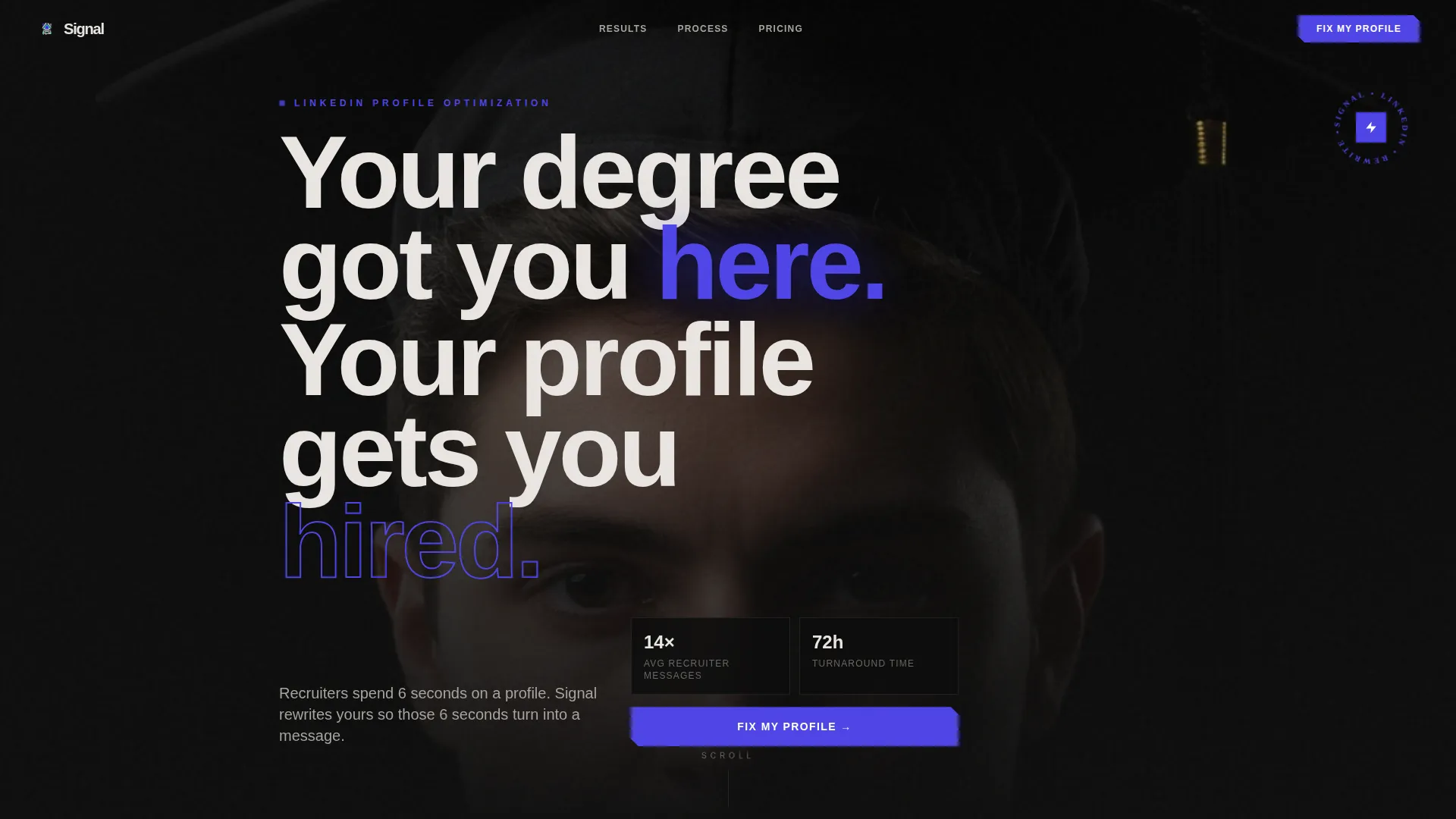 Bold Graduate LinkedIn Profile Optimization Landing Page