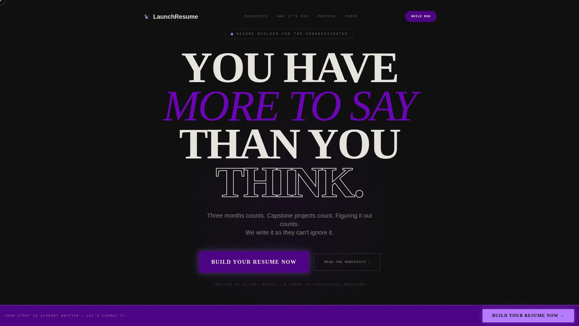 Bold Brutalist Resume Landing Page for Recent Graduates
