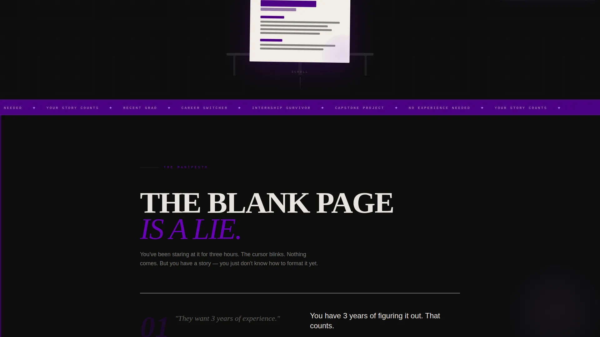 Bold Brutalist Resume Landing Page for Recent Graduates