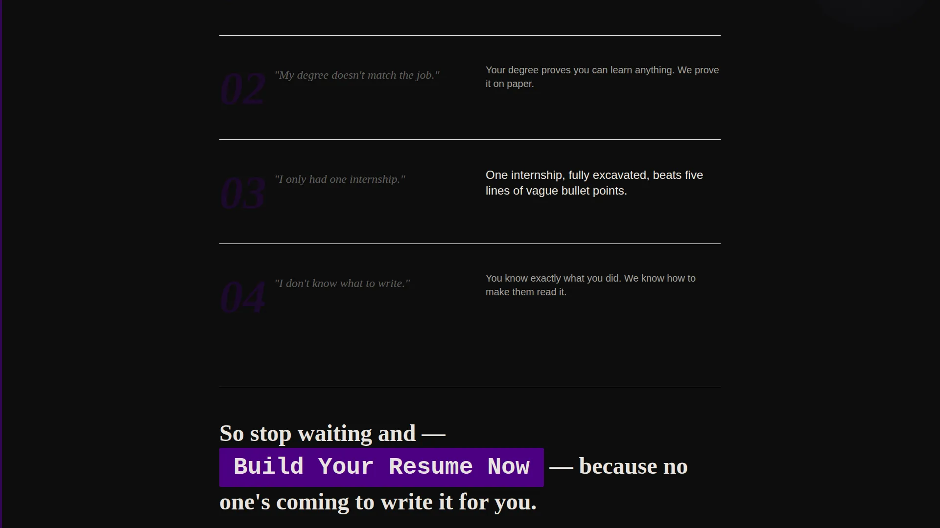 Bold Brutalist Resume Landing Page for Recent Graduates