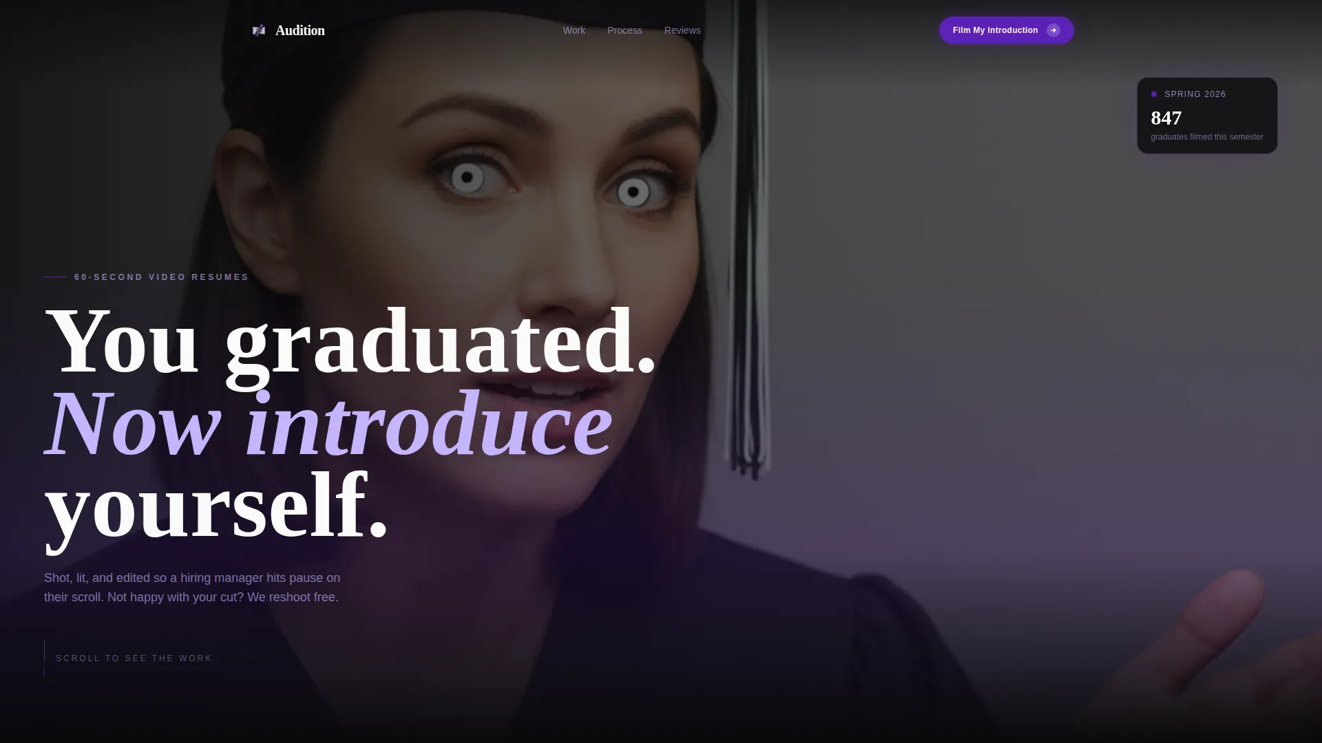 Cinematic Graduate Video Resume Landing Page