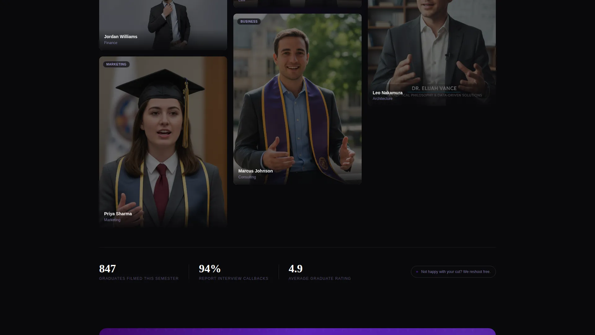 Cinematic Graduate Video Resume Landing Page