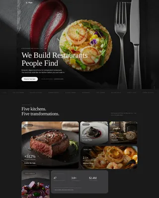 Immersive Restaurant Agency Bento Grid Landing Page