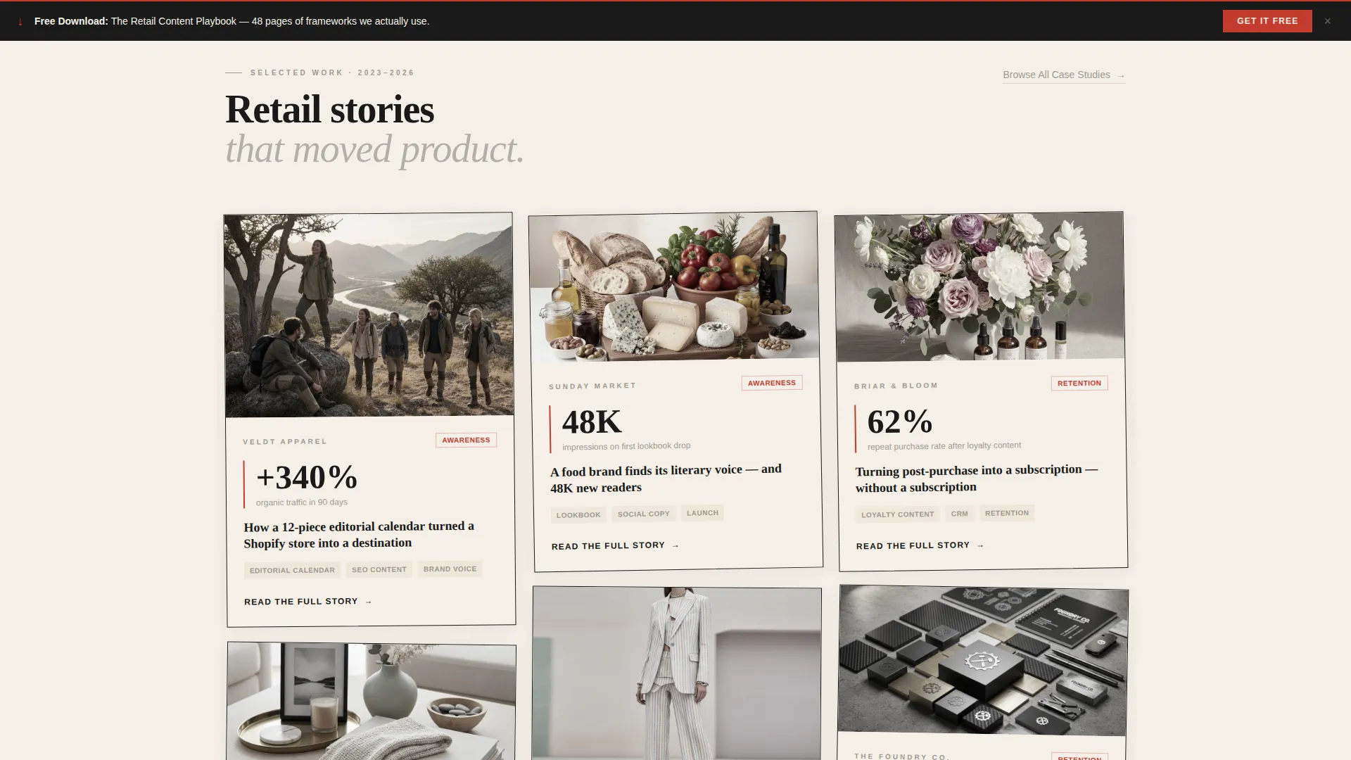Editorial Retail Content Agency Landing Page Template