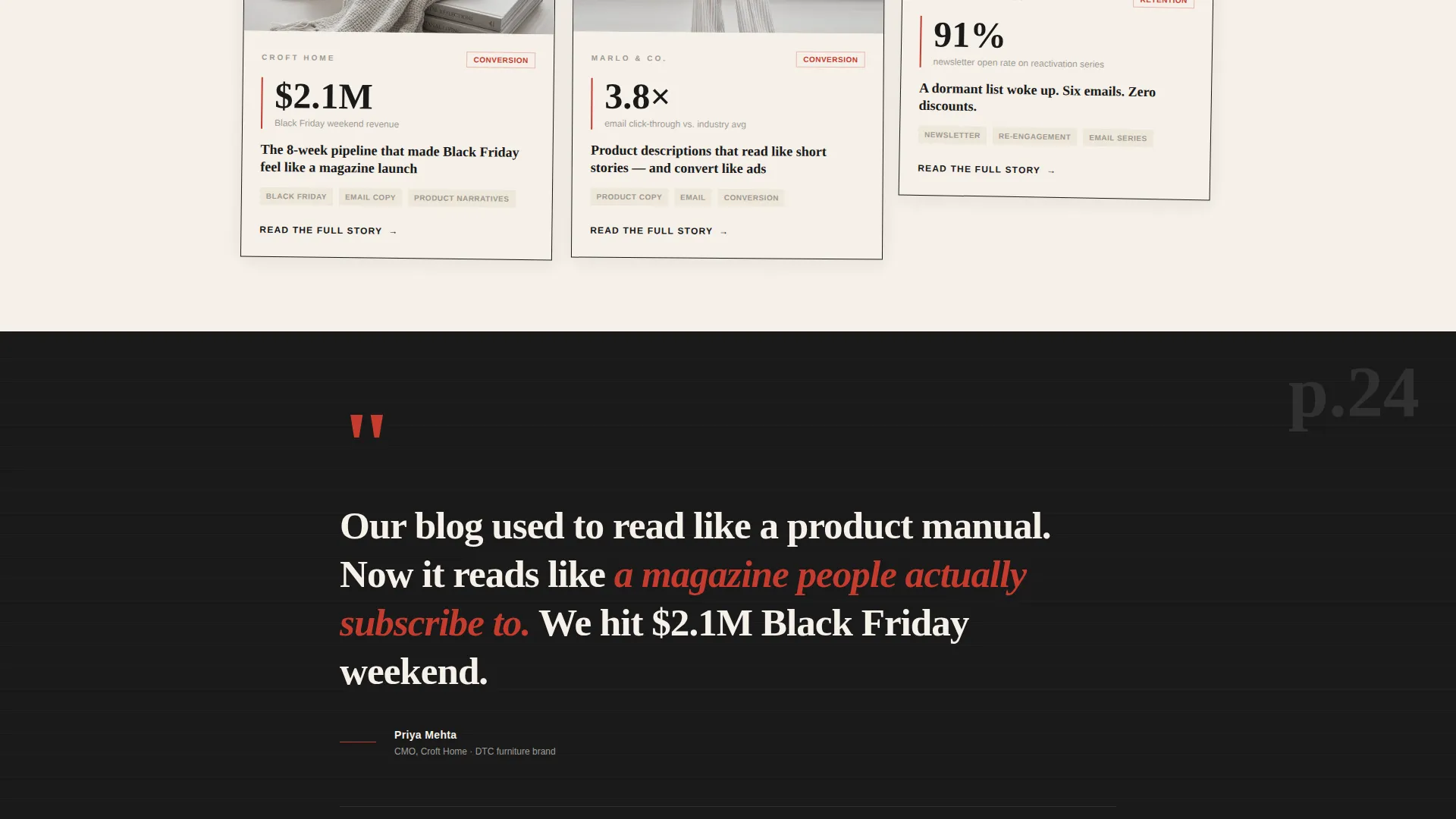 Editorial Retail Content Agency Landing Page Template