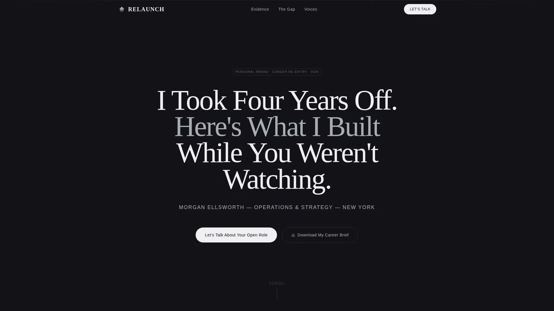 Bold Return-to-Work Personal Brand Landing Page