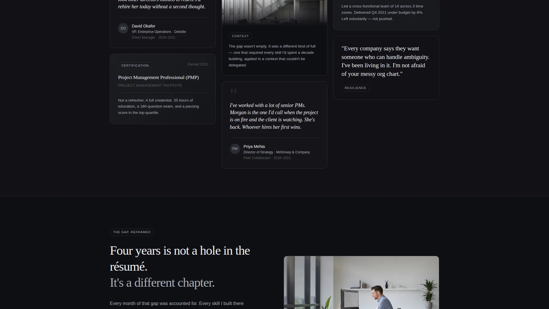 Bold Return-to-Work Personal Brand Landing Page