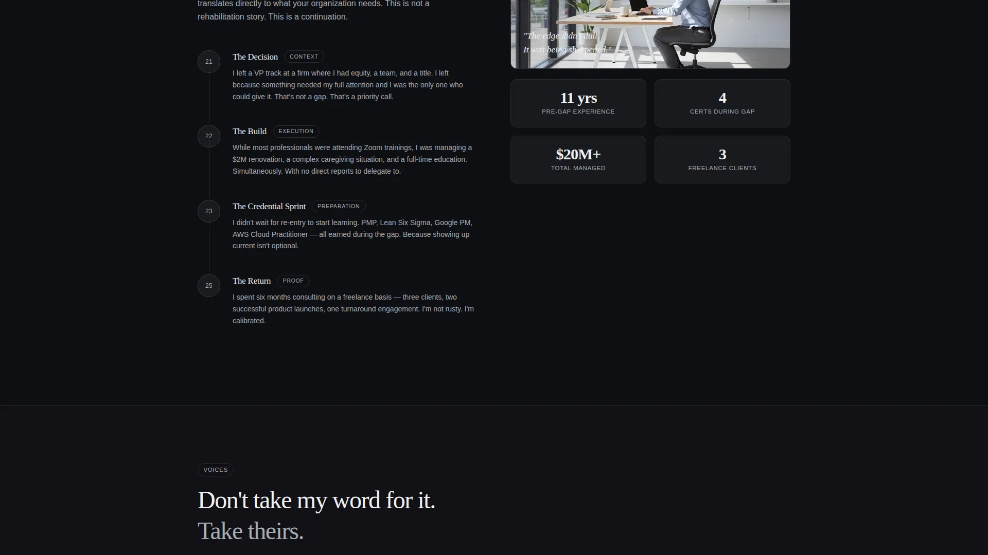 Bold Return-to-Work Personal Brand Landing Page