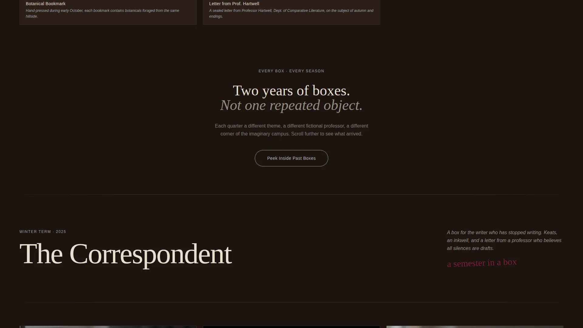 Dark Academia Subscription Box Landing Page