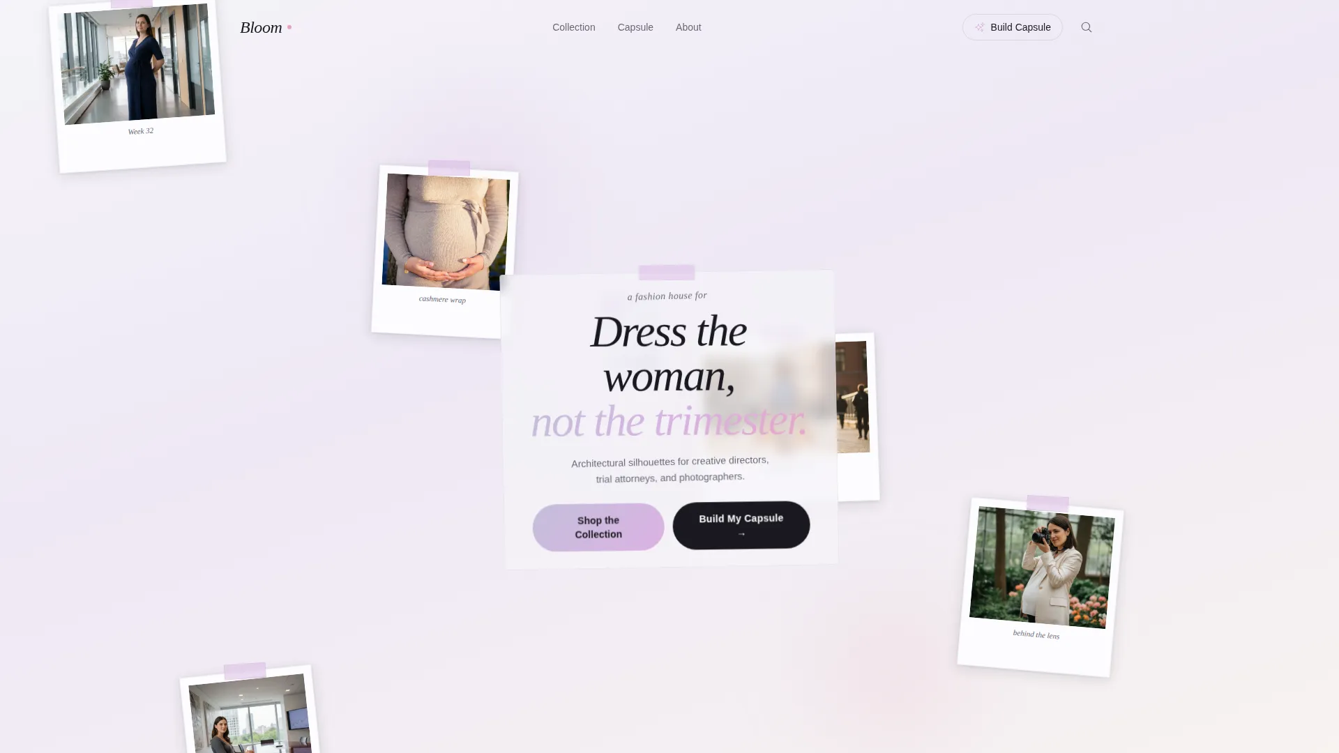 Architectural Maternity Fashion Landing Page Template