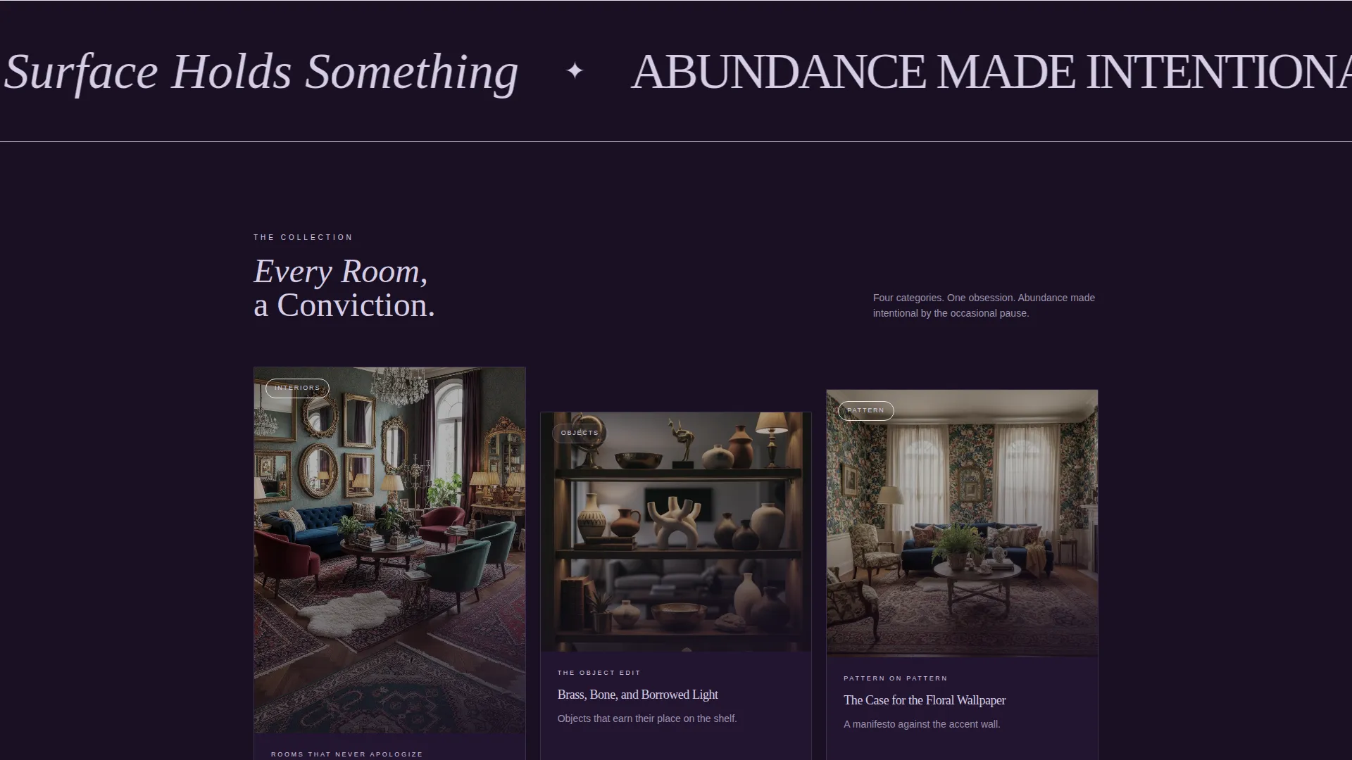 Immersive Maximalist Lifestyle Blog Landing Page