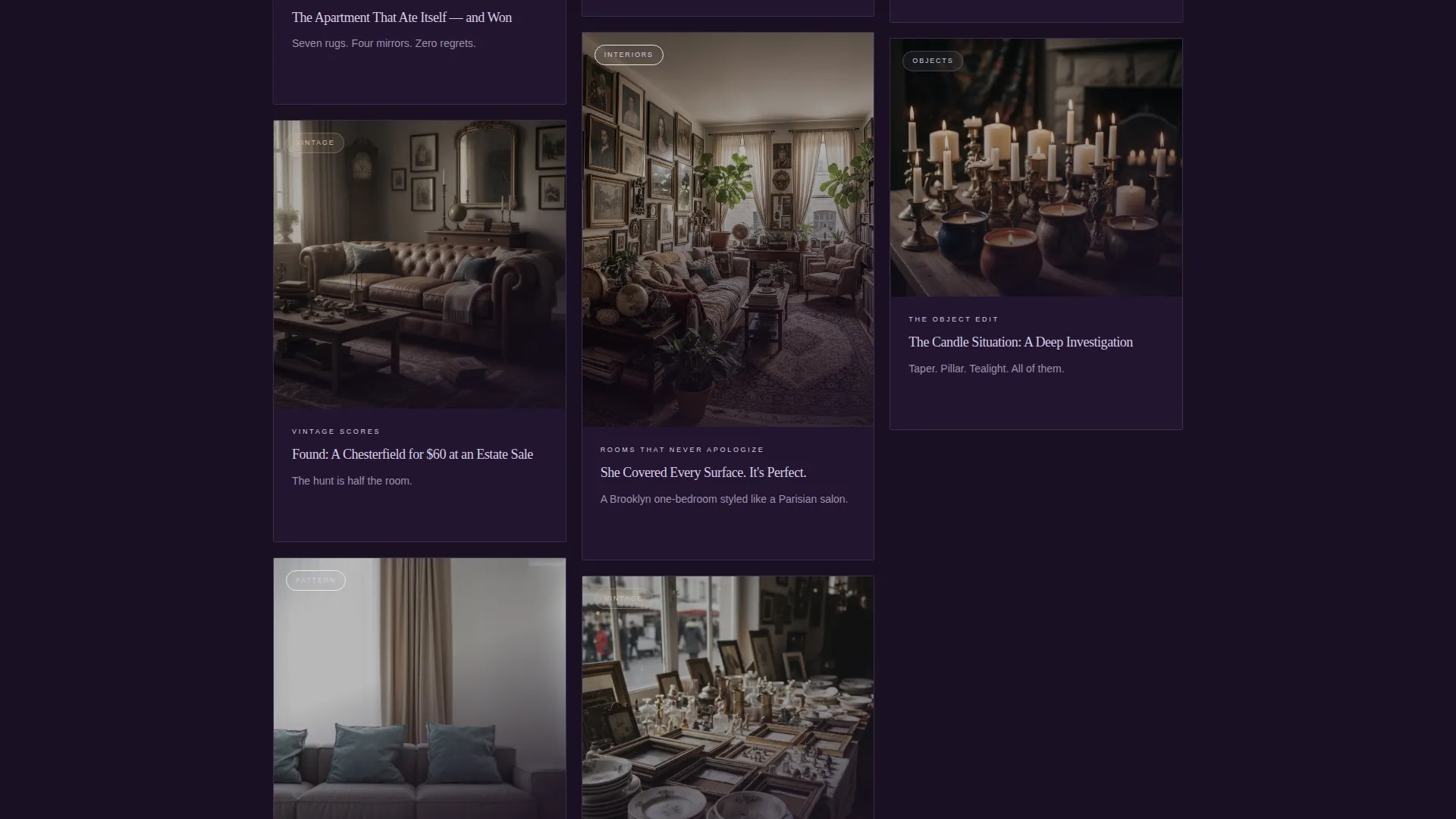 Immersive Maximalist Lifestyle Blog Landing Page