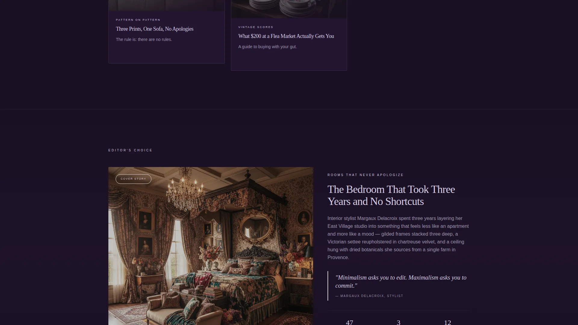 Immersive Maximalist Lifestyle Blog Landing Page