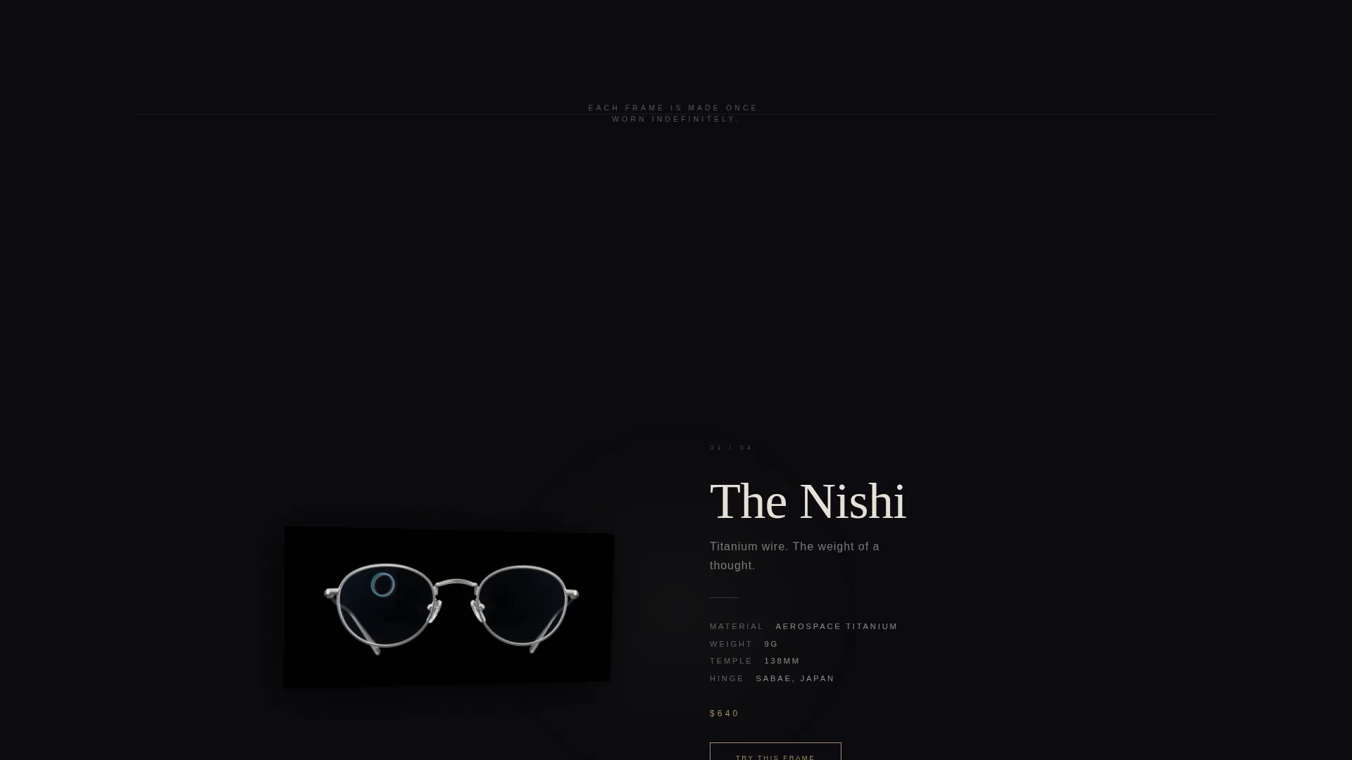 Minimalist Eyewear Landing Page Template