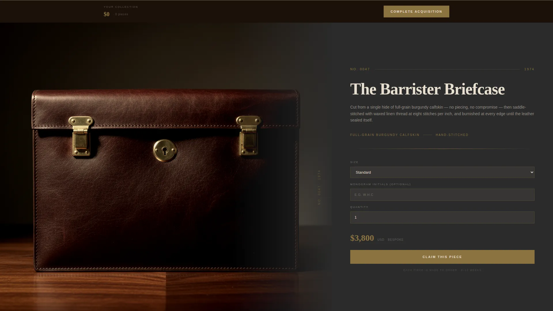 Bold Brutalist Leather Goods Landing Page Template