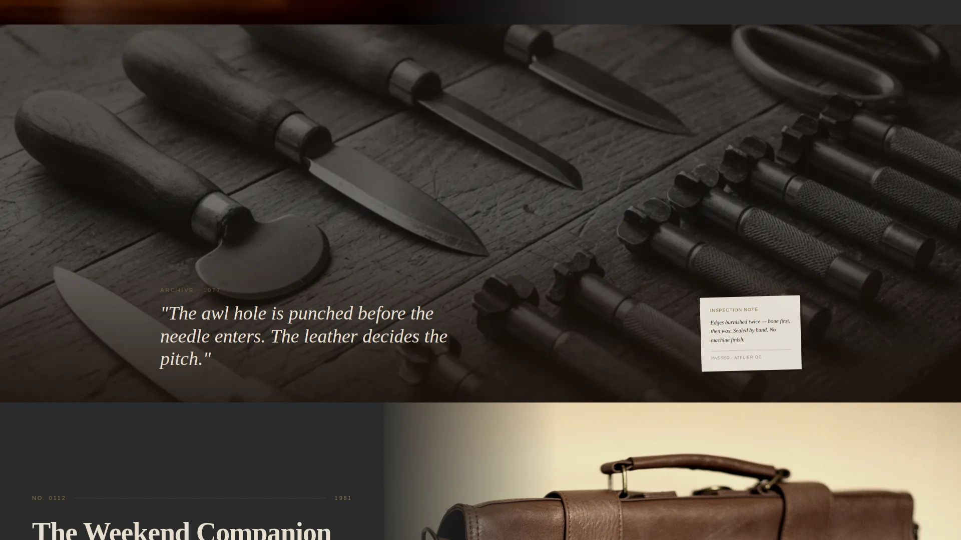 Bold Brutalist Leather Goods Landing Page Template