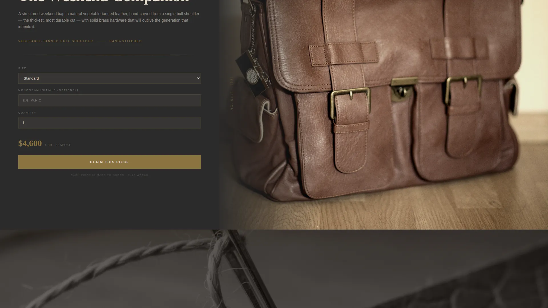 Bold Brutalist Leather Goods Landing Page Template