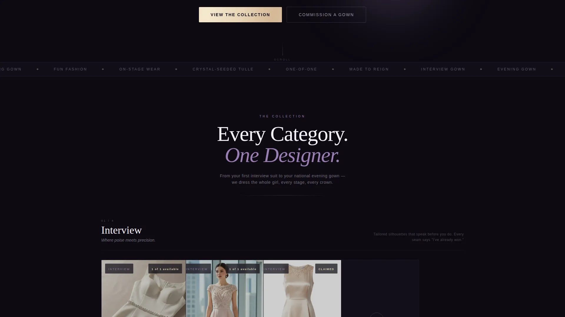 Exclusive Pageant Dress Designer Landing Page Template