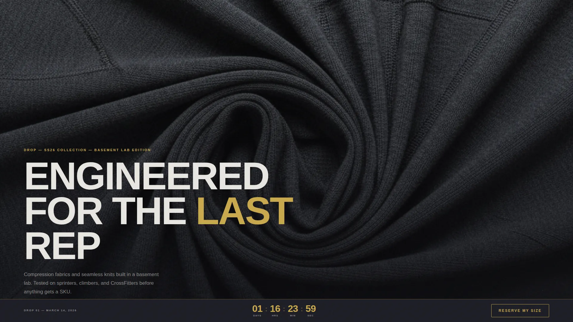 Obsidian Performance Sportswear Landing Page Template