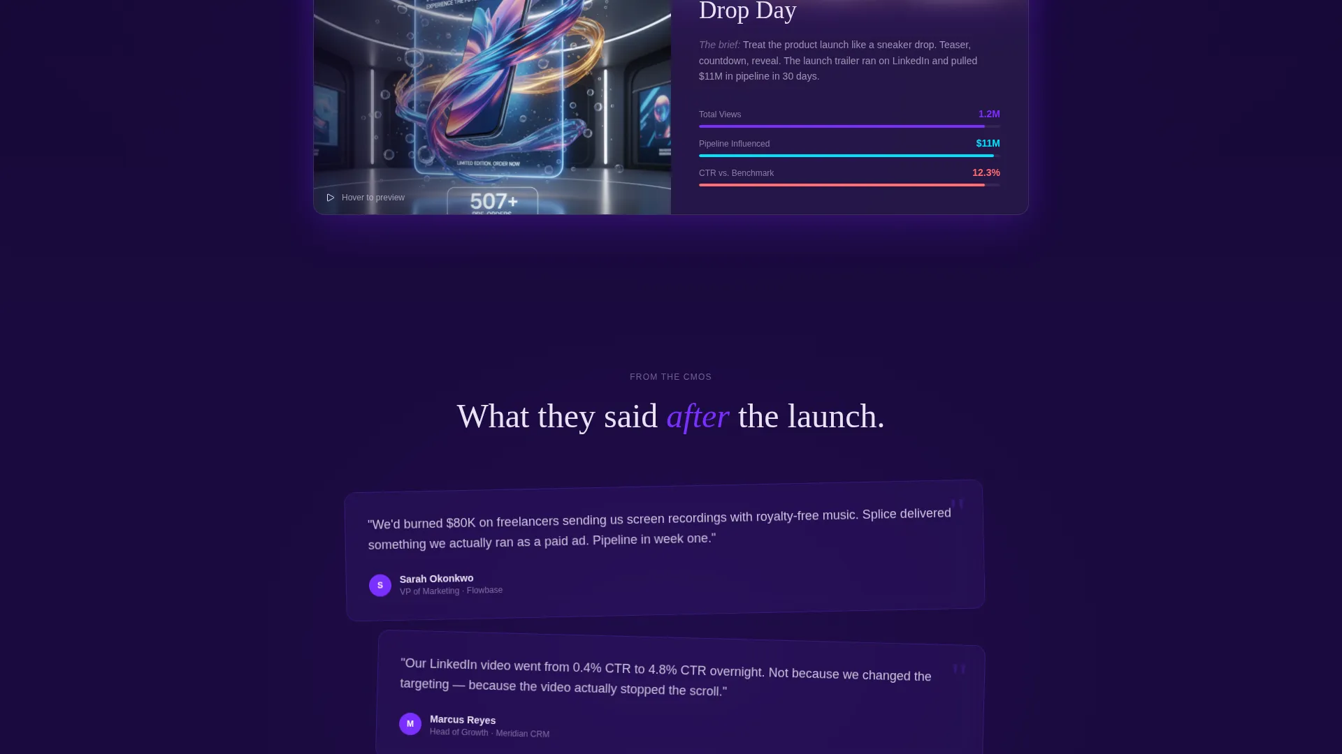 Cinematic SaaS Video Agency Landing Page Template