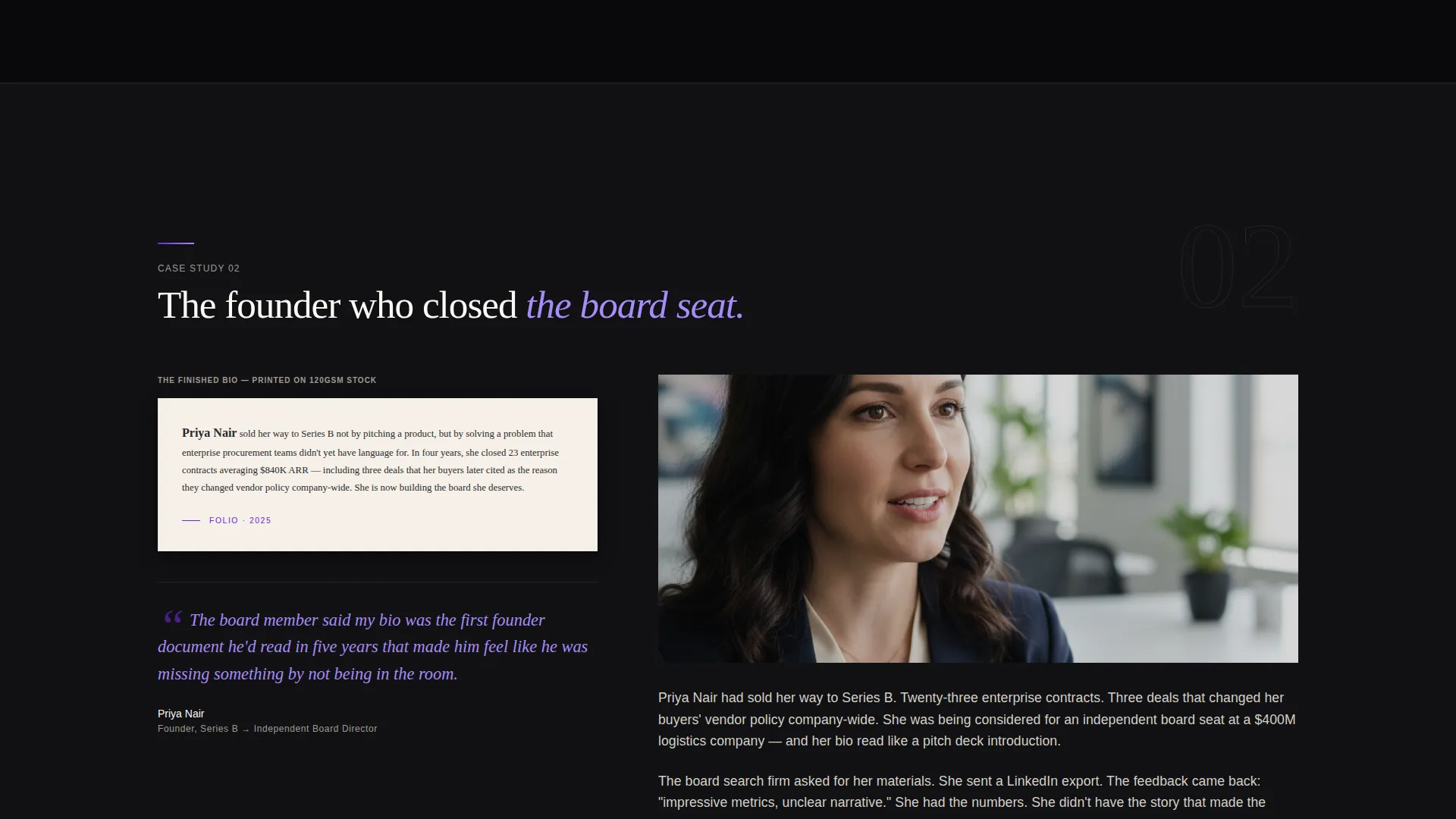 Sales Professional Executive Bio Landing Page Template
