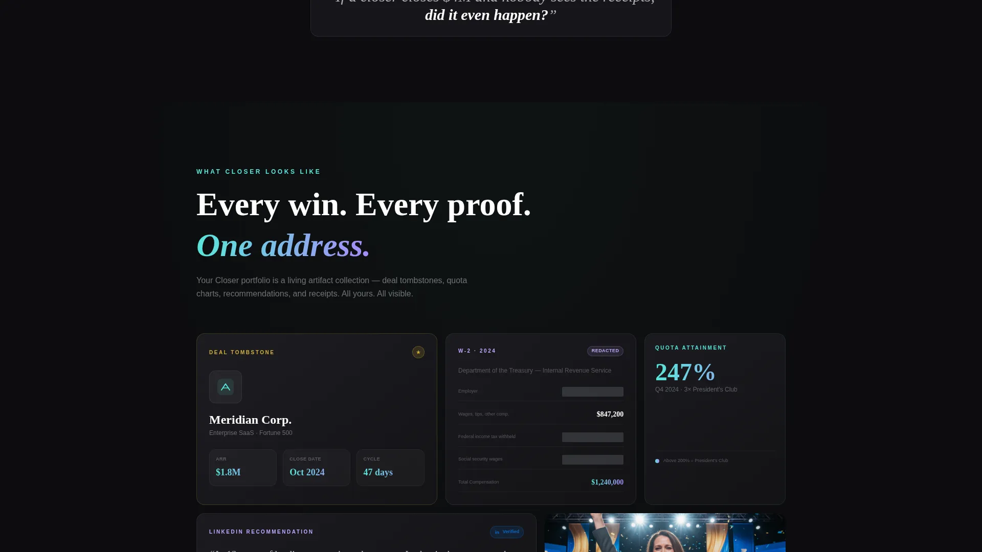 Sales Professional Portfolio Landing Page Template