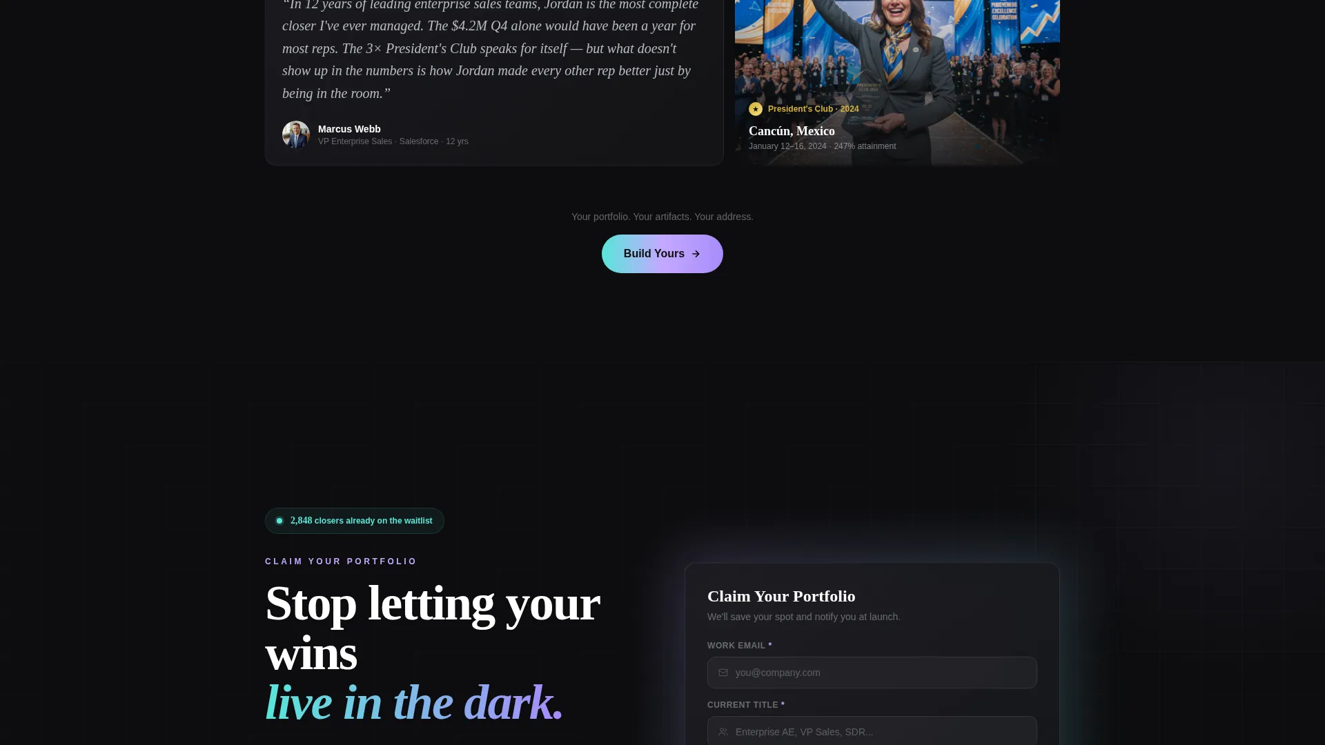 Sales Professional Portfolio Landing Page Template