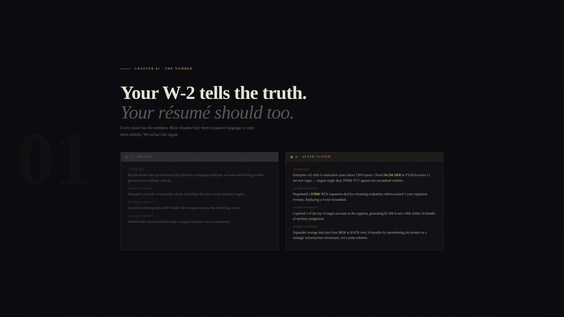 Sales Professional Resume Landing Page Template