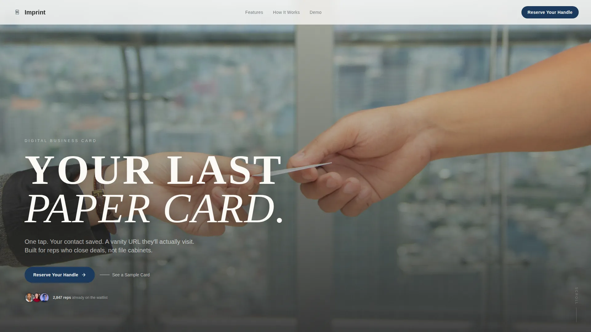 Sales Rep Digital Business Card Landing Page