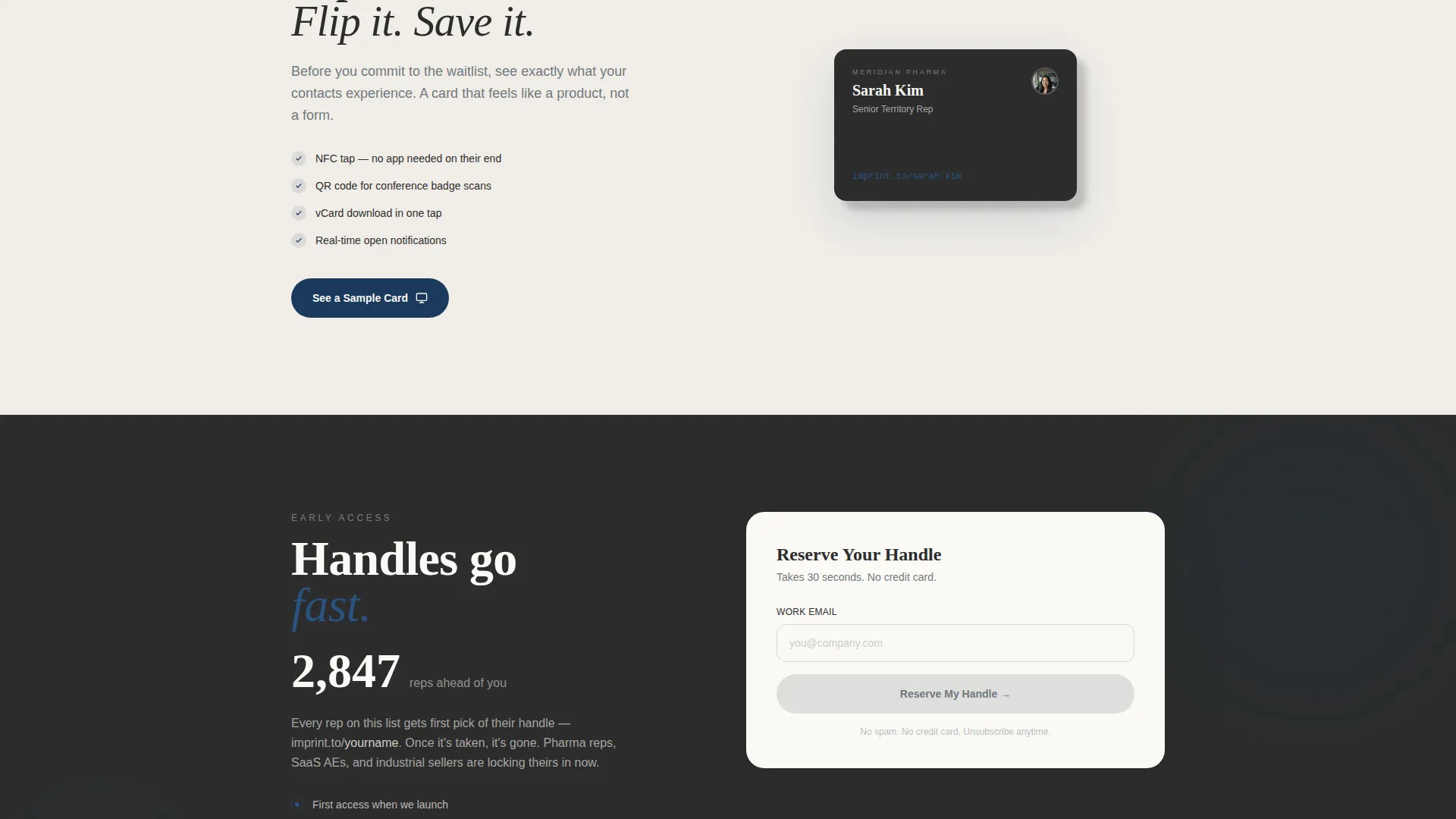 Sales Rep Digital Business Card Landing Page