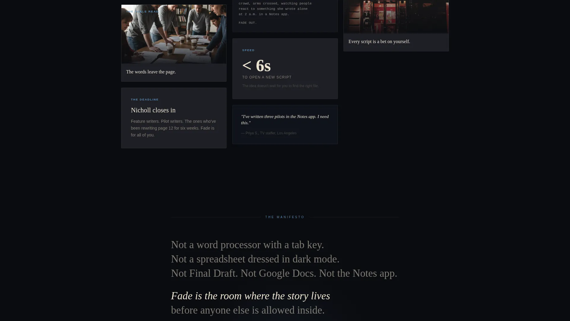 Cinematic Screenwriter Waitlist Landing Page Template