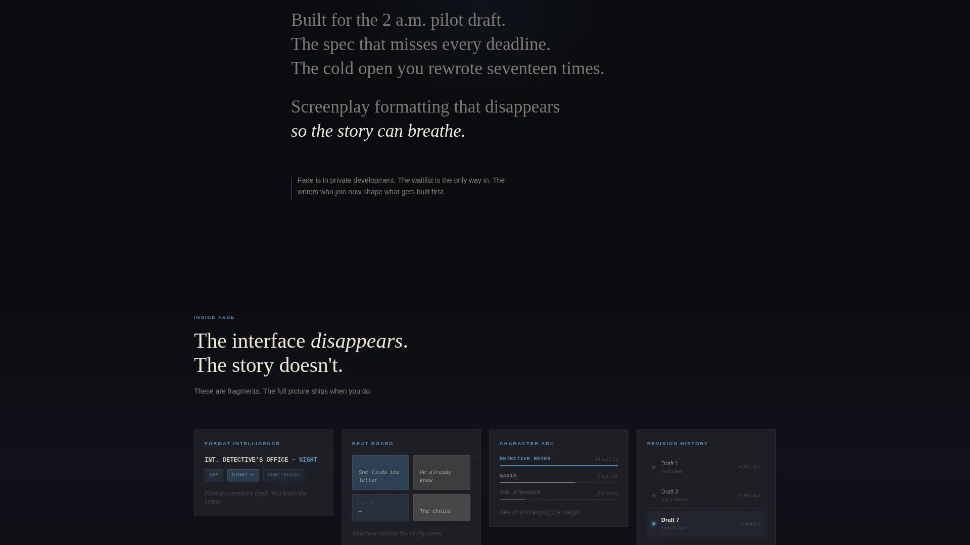 Cinematic Screenwriter Waitlist Landing Page Template