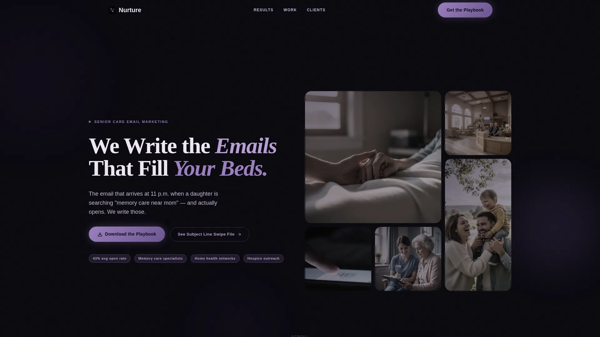 Senior Care Email Marketing Agency Landing Page