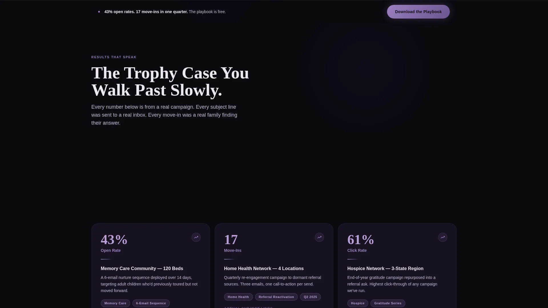 Senior Care Email Marketing Agency Landing Page