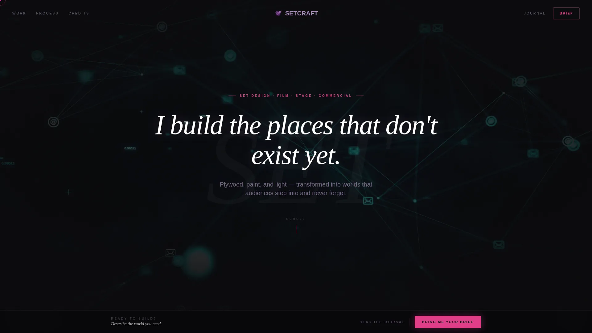 Dark Immersive Set Designer Landing Page Template