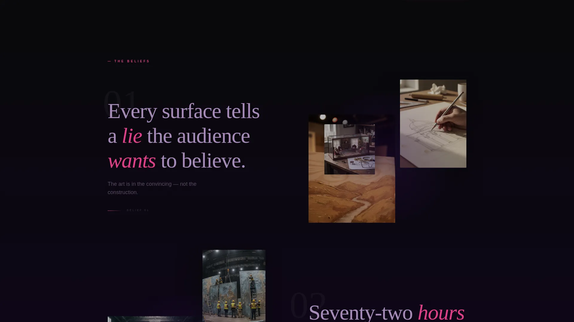 Dark Immersive Set Designer Landing Page Template
