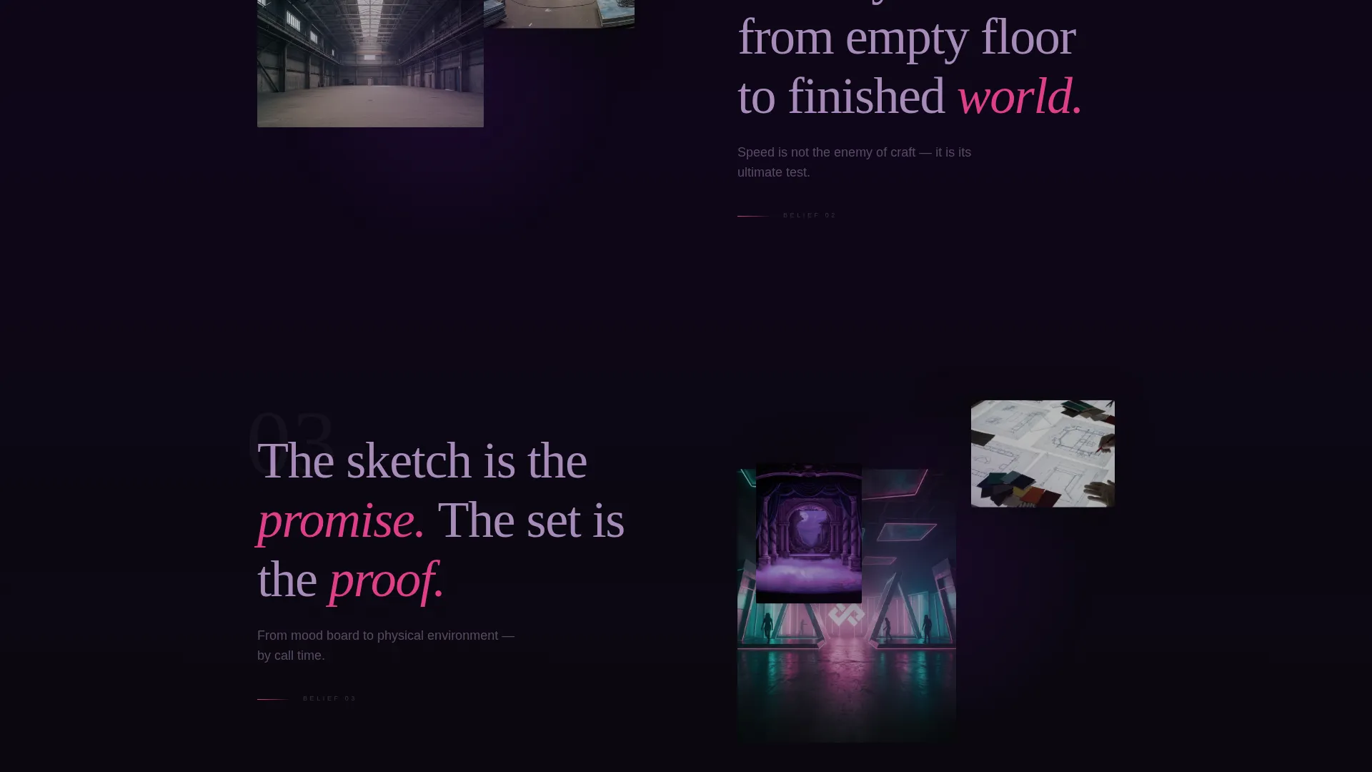 Dark Immersive Set Designer Landing Page Template