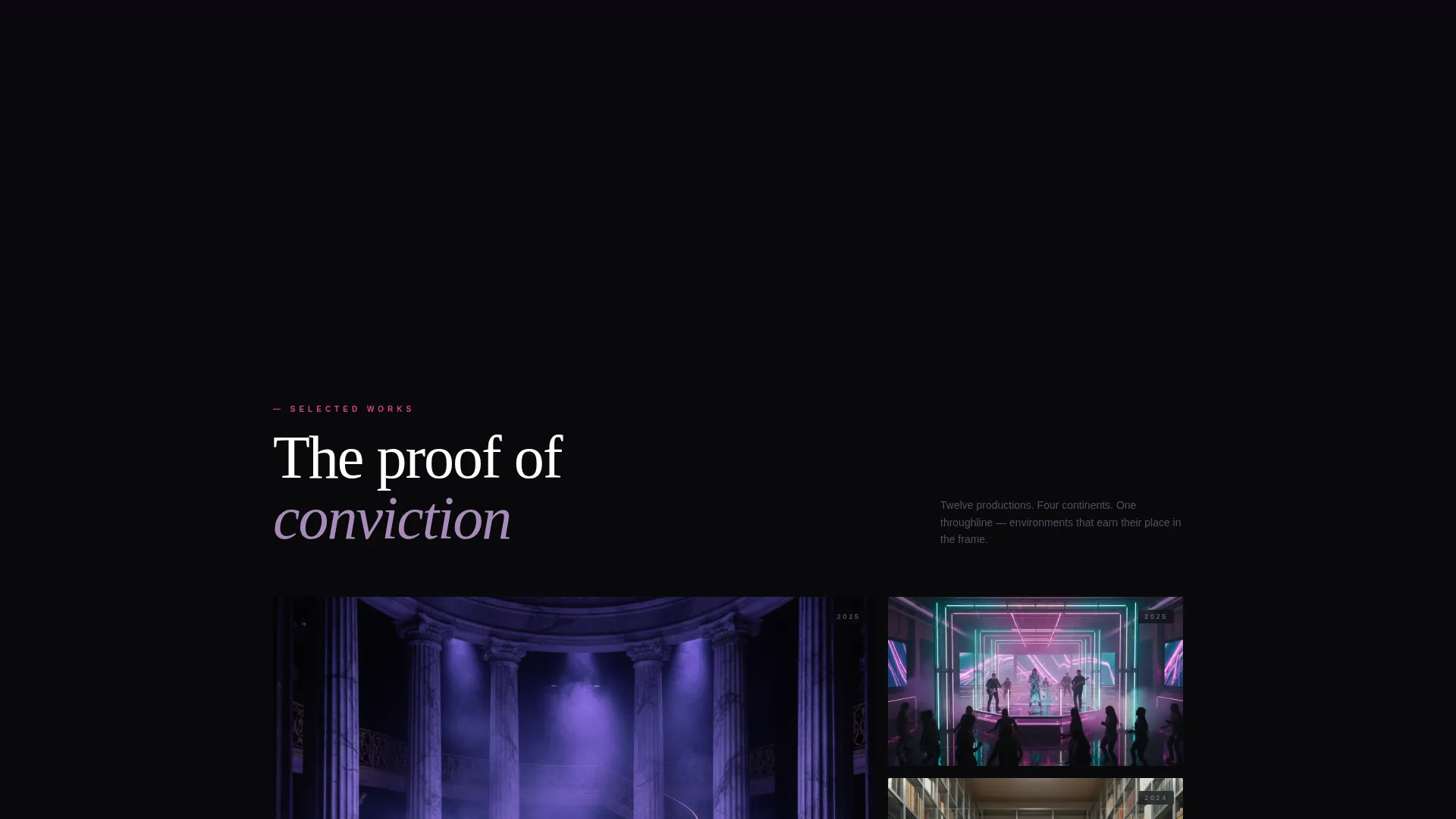Dark Immersive Set Designer Landing Page Template