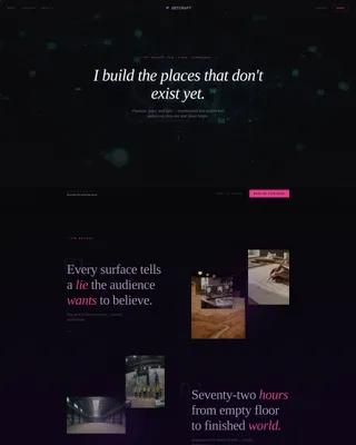 Dark Immersive Set Designer Landing Page Template