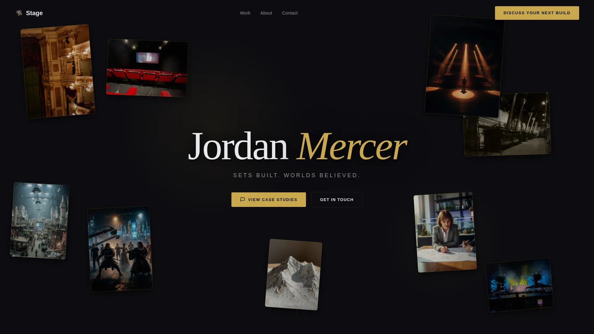 Cinematic Set Designer Portfolio Landing Page