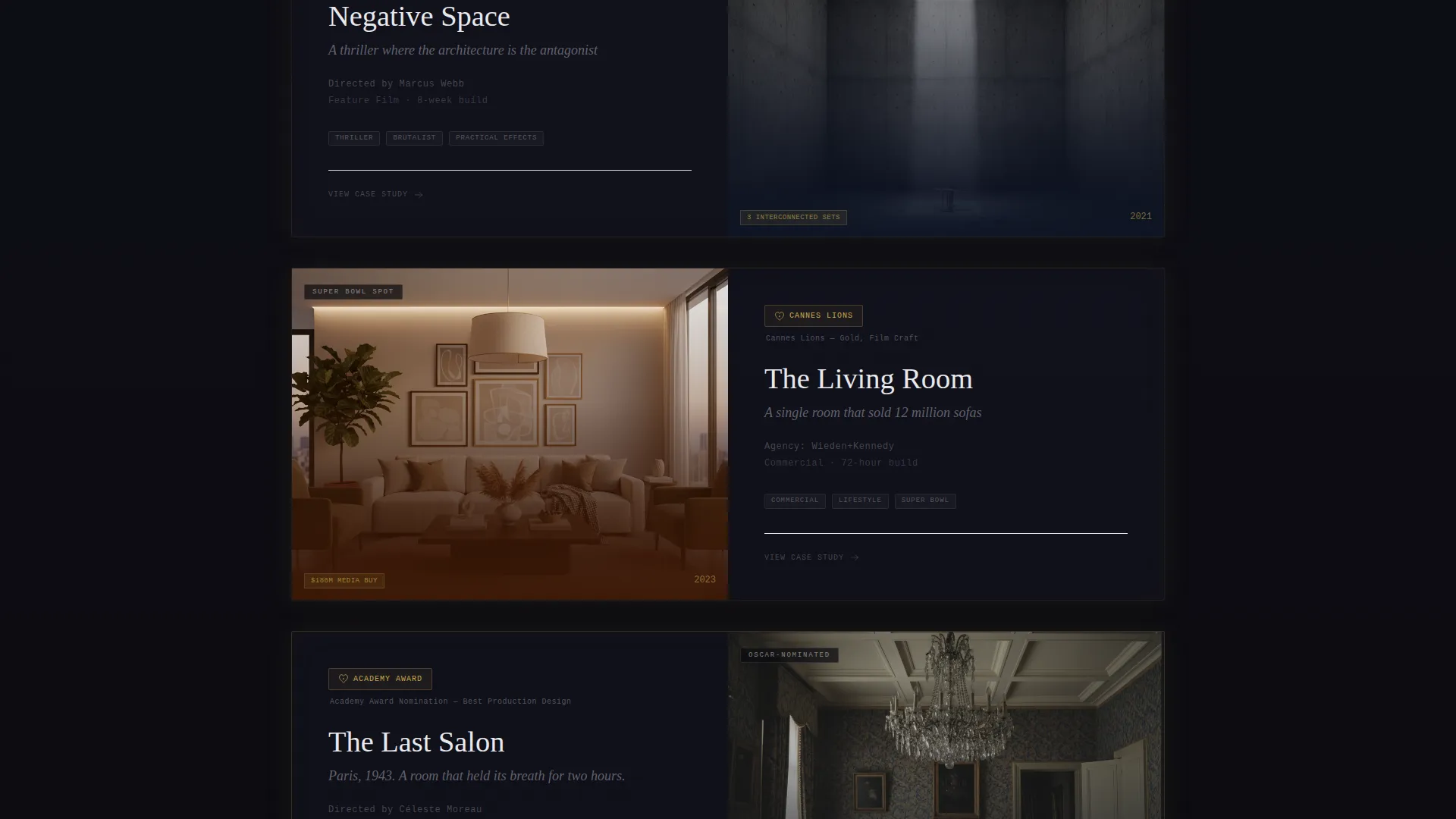 Set Designer Portfolio Landing Page Template