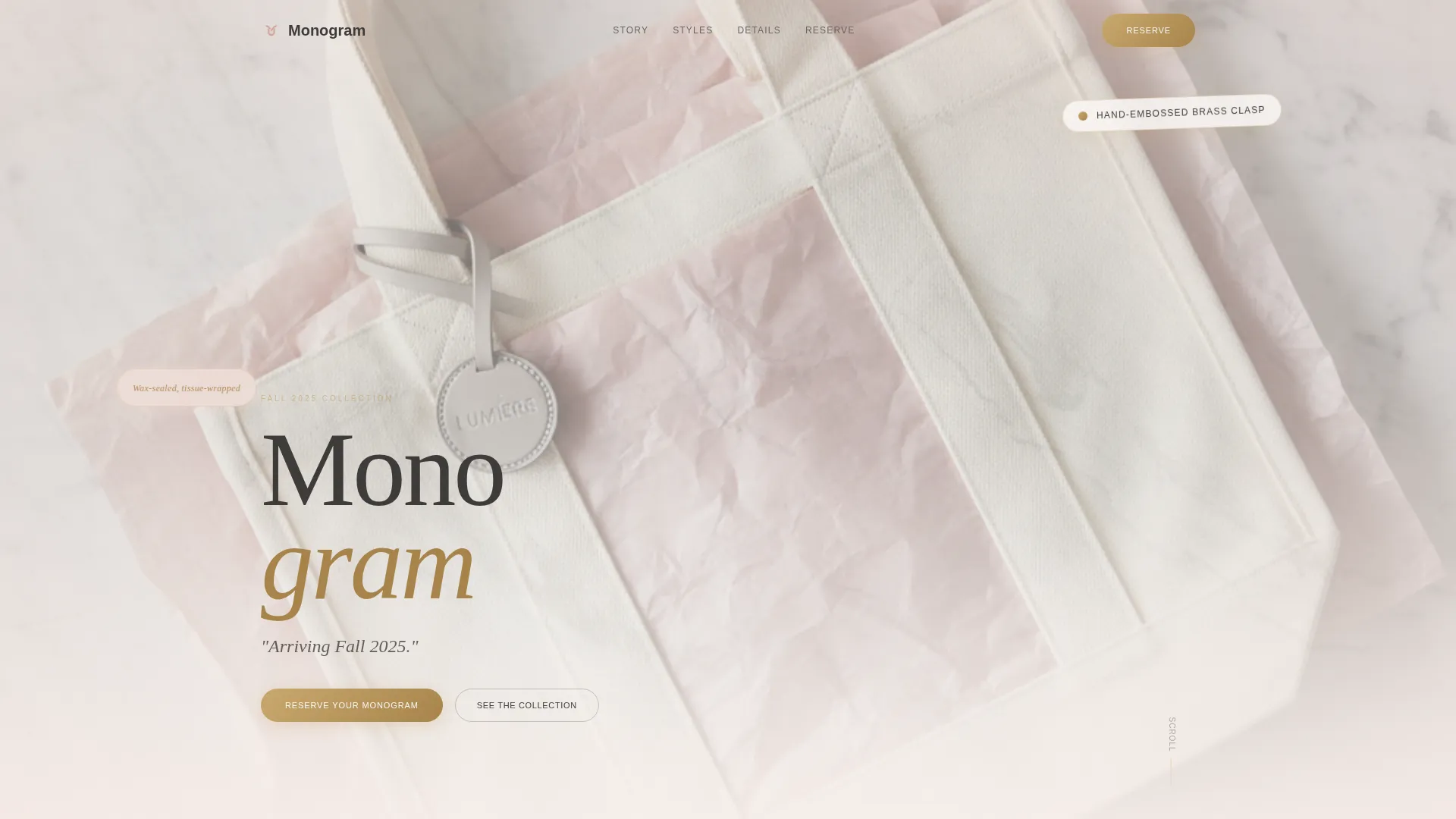 Elegant Preppy Bag Waitlist Landing Page Template